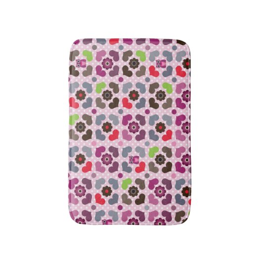 roze bloemen en uil badmat (Voorkant Verticaal)