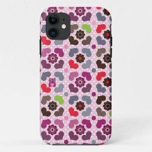 roze bloemen en uil iPhone 11 hoesje