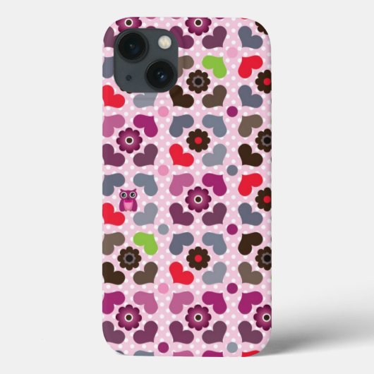 roze bloemen en uil Case-Mate iPhone case (Achterkant)