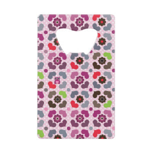 roze bloemen en uil creditkaart flessenopener