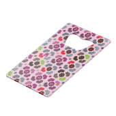 roze bloemen en uil creditkaart flessenopener (Achterkant Gekanteld)