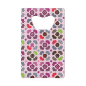 roze bloemen en uil creditkaart flessenopener (Achterkant)