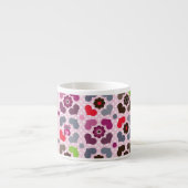 roze bloemen en uil espresso kop (Voorkant)