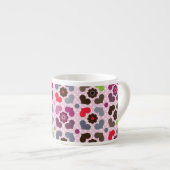 roze bloemen en uil espresso kop (Voorkant rechts)