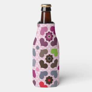 roze bloemen en uil flesjeskoeler