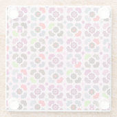 roze bloemen en uil glazen onderzetter (Achterkant)