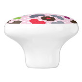 roze bloemen en uil keramische knop (Zijkant)