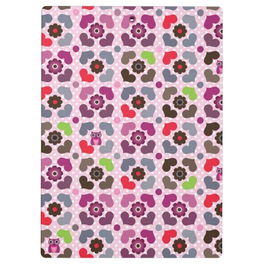 roze bloemen en uil klembord (Achterkant)