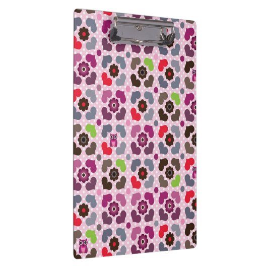 roze bloemen en uil klembord (Rechts)