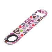 roze bloemen en uil speed flessenopener (Achterkant Gekanteld)