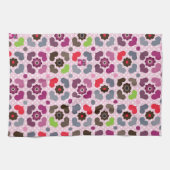 roze bloemen en uil theedoek (Horizontaal)