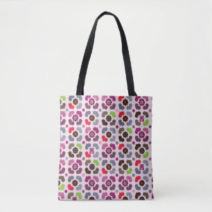 roze bloemen en uil tote bag