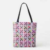 roze bloemen en uil tote bag (Achterkant)
