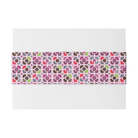 roze bloemen en uil uitnodigingen wikkel (Achterkant Voorbeeld)