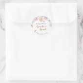 Roze Bloemen en vlinder Aqeeqah Favor Sticker (Tas)