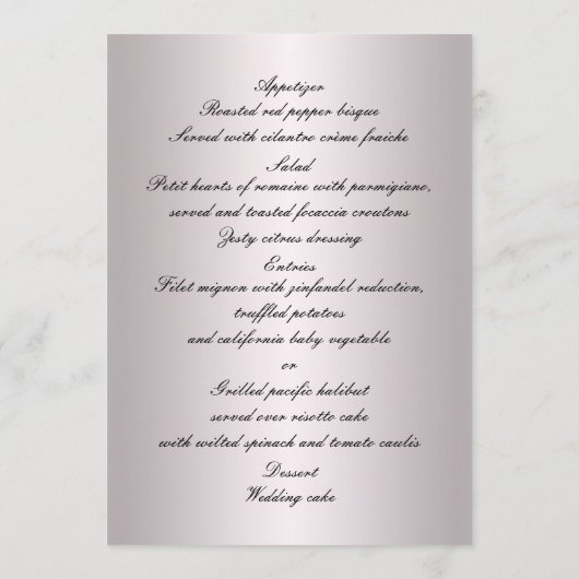 Roze Bloemen en Vlinder Bruiloft Menu Kaart (Achterkant)