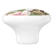 Roze bloemen en vlinder keramische knop (Zijkant)