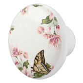 Roze bloemen en vlinder keramische knop (Rechts)