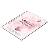Roze bloemen en vlinder notitieboek (Linkerzijde)