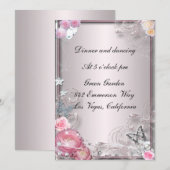 Roze Bloemen- en Vlinder Ontvangstkaart Kaart (Voorkant / Achterkant)