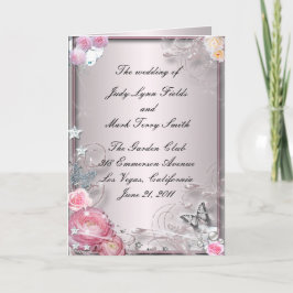 Roze Bloemen En Vlinder Programma Kaart