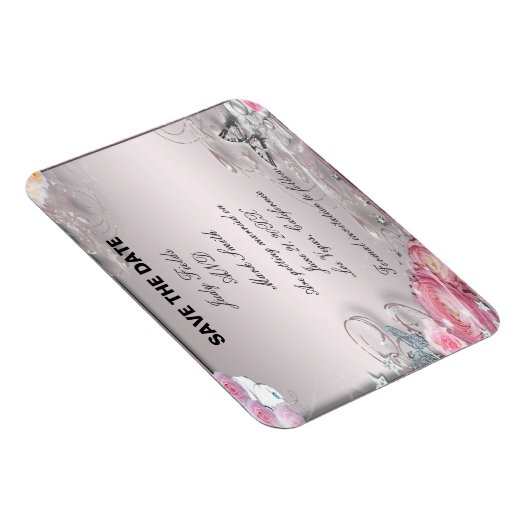 Roze bloemen en vlinder sparen de datummagneet magneet (Rechterzijde)