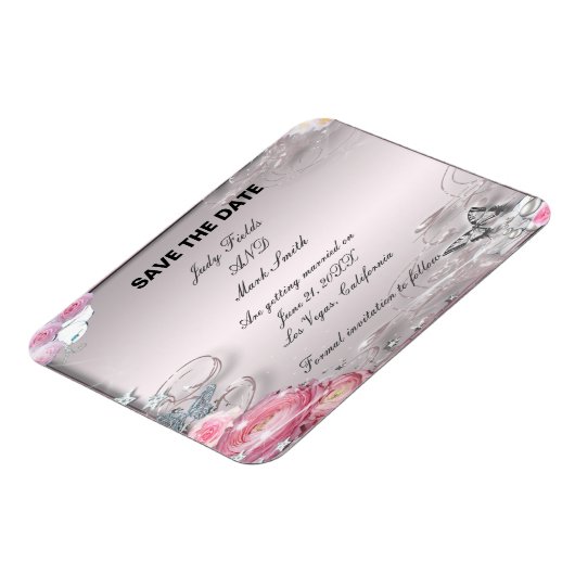 Roze bloemen en vlinder sparen de datummagneet magneet (Linkerzijde)