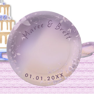 Roze bloemen en vlinder thema bruiloft papieren bordje