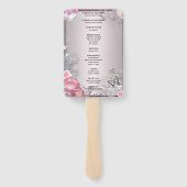 Roze Bloemen en Vlinder Trouwprogramma Handwaaier (Achterkant)