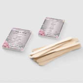 Roze Bloemen en Vlinder Trouwprogramma Handwaaier (Niet-gemonteerd)