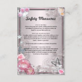 Roze Bloemen en vlinder veiligheidsmaatregelen Informatiekaartje (Voorkant)