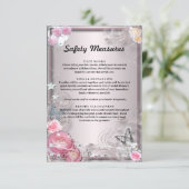 Roze Bloemen en vlinder veiligheidsmaatregelen Informatiekaartje (Staand voorkant)