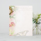 Roze bloemen en vlinders (Staand voorkant)