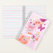Roze Bloemen en Vlinders Notitieboek (Binnen)