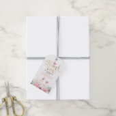 Roze Bloemen en Vlinders Verjaardag Bedankt Cadeaulabel (Met Touw)