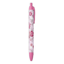 Roze bloemen en vlinders Zwarte Inktpen