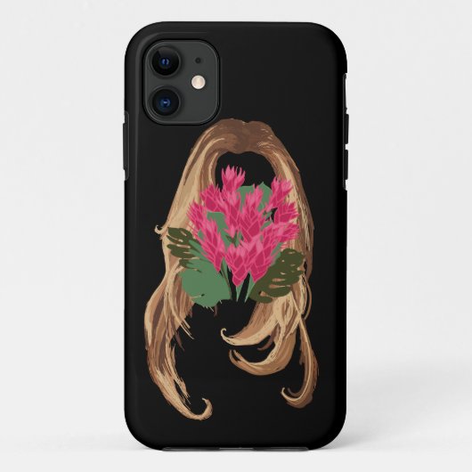 Roze bloemen en vrouwengezicht Case-Mate iPhone case (Achterkant)