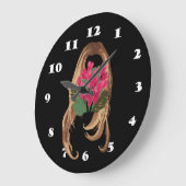 Roze bloemen en vrouwengezicht grote klok (Hoek)