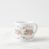 Roze bloemen en wijnstok | Shabby Chic Espresso Kop (Voorkant rechts)