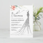 Roze Bloemen en Zilveren Trouwjurk Vrijgezellenfee Kaart