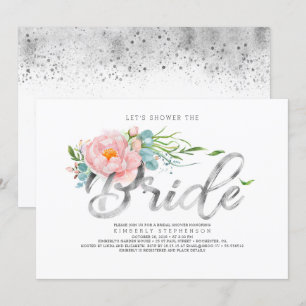 Roze bloemen en zilverfolie glitter Vrijgezellenfe Kaart
