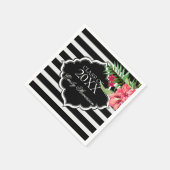 Roze bloemen en zwarte strepen- Afstuderen Servet (Hoek)