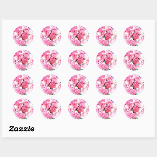 Roze Bloemen Envelop Stickers (Vel)