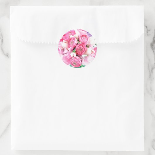 Roze Bloemen Envelop Stickers (Tas)