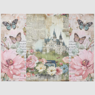 Roze  Bloemen Ephemera Collage Decoupage Tissuepapier