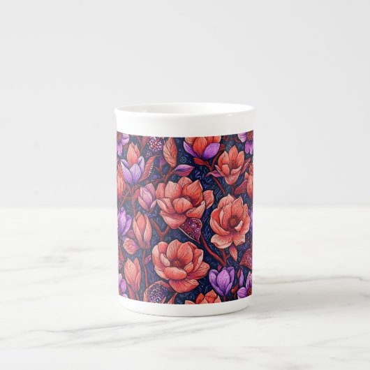 Roze Bloemen Espresso Kop (Voorkant)