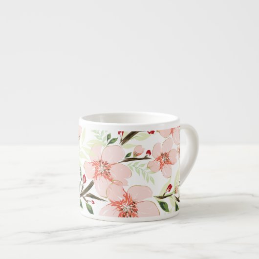 Roze bloemen espresso kop (Voorkant rechts)