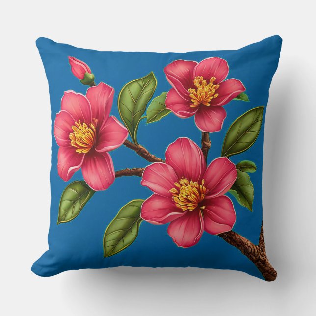 Roze bloemen Esthetische Huisdecoratie Moderne Bot Kussen (Voorkant)