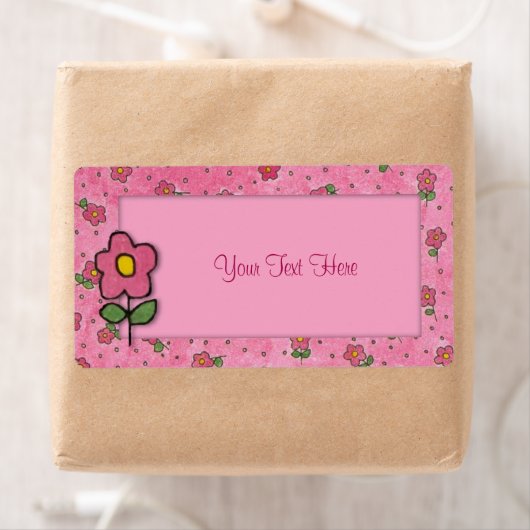 Roze bloemen Etiket (Insitu)