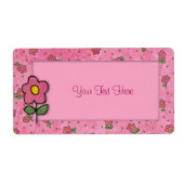 Roze bloemen Etiket (Voorkant)